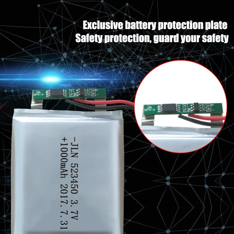 3 7v 1000mah 523450 polymer lithium rechargeable battery li ion battery for smart phone dvd mp3 mp4 led lamp free global shipping