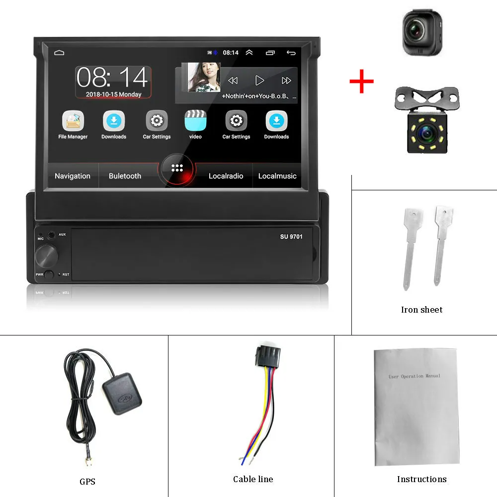 8led cam-recorder 1din Android 8,1 четырехъядерный автомобильный gps-навигатор 7 ''Universa радио WiFi Bluetooth MP5 Мультимедиа+ камера - Цвет: 8led cam-recorder