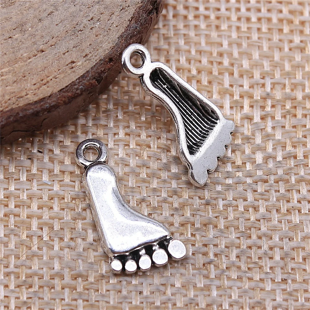 

WYSIWYG 20pcs 9x18mm Feet Charms Antique Silver Color For Jewelry Making Zinc Alloy Charms Pendant DIY Jewelry Findings