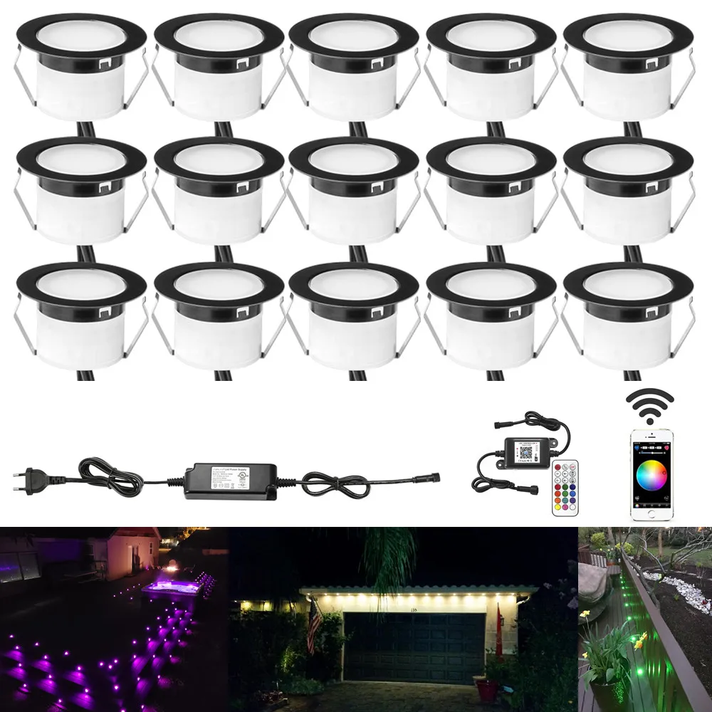 

15 шт./лот чёрный WIFI App RF пульт дистанционного управления таймер 45 мм 12 В IP67 5pin RGBW для террасы светодиодная подсветка для лестницы