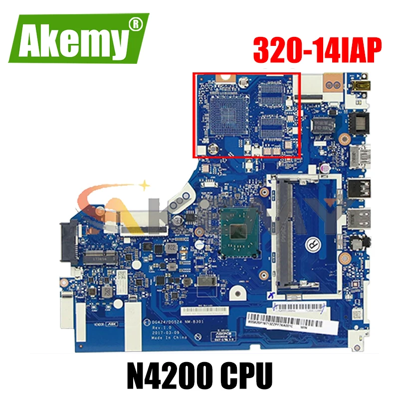 

Akemy для Lenovo 320-14IAP Материнская плата ноутбука DG424/DG524 NM-B301 N4200 процессор DDR3L FRU 5B20P19720 5B20P19712