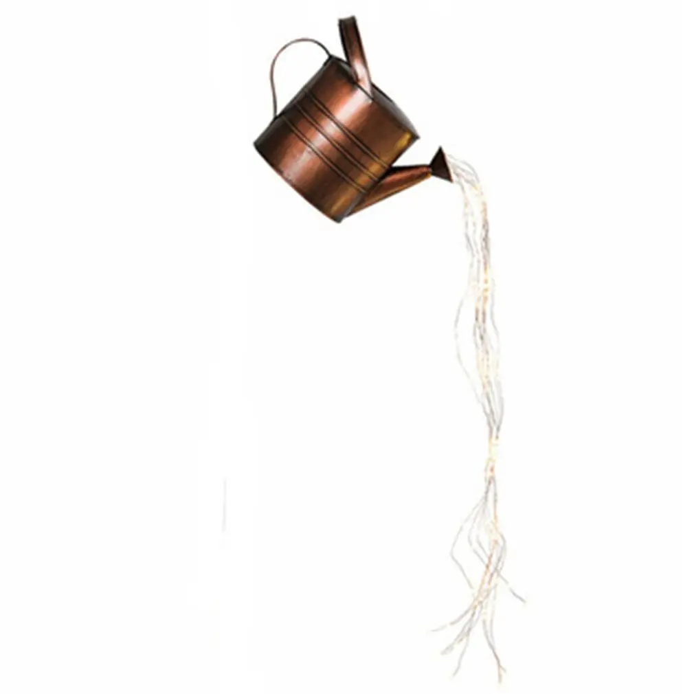 

Garden Wrought Iron Hollow Out Lamp Solar Powered Watering Can Sprinkles Fairy Light LED Outdoor Waterproof Shower Light Decor