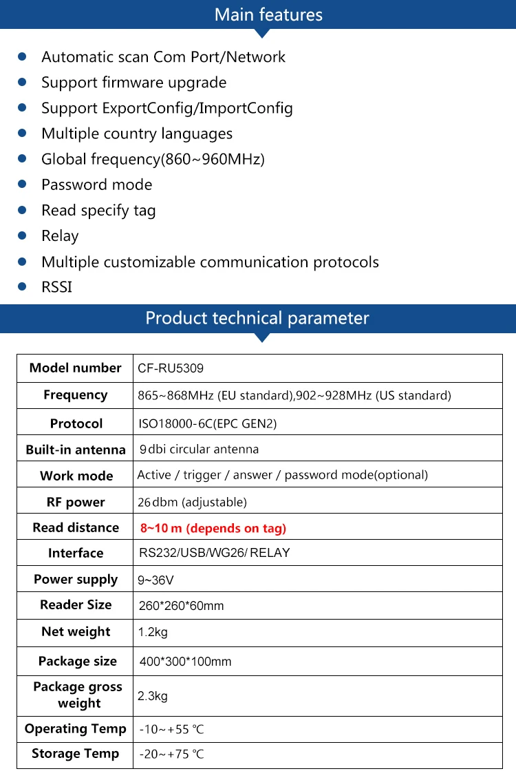 CHAFON 10 м uhf usb rfid считыватель RS232 WG26 реле SDK для управления парковкой и складом