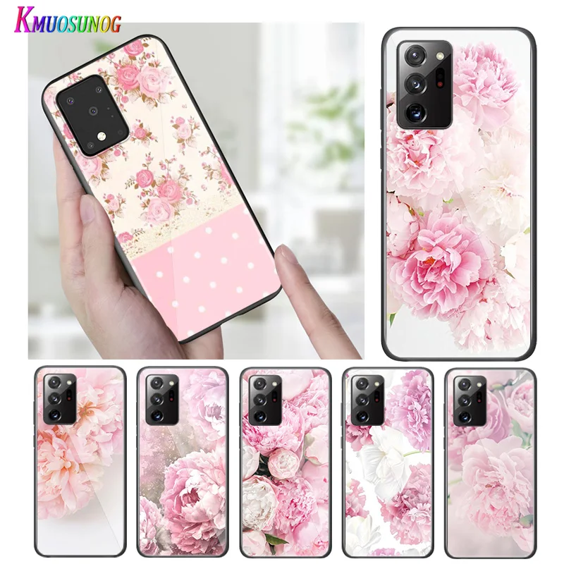 

Bright Black Cover Peony Delicate Flower for Samsung S20 Ultra Plus A91 A81 A71 A51 A41 A31 A21 A21S A11 5G Phone Case