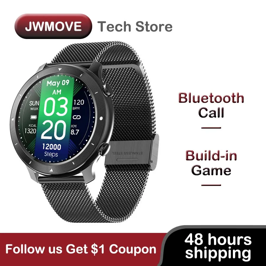 Смарт-часы JWMOVE F87 мужские с поддержкой Bluetooth и Пульсометром | Электроника
