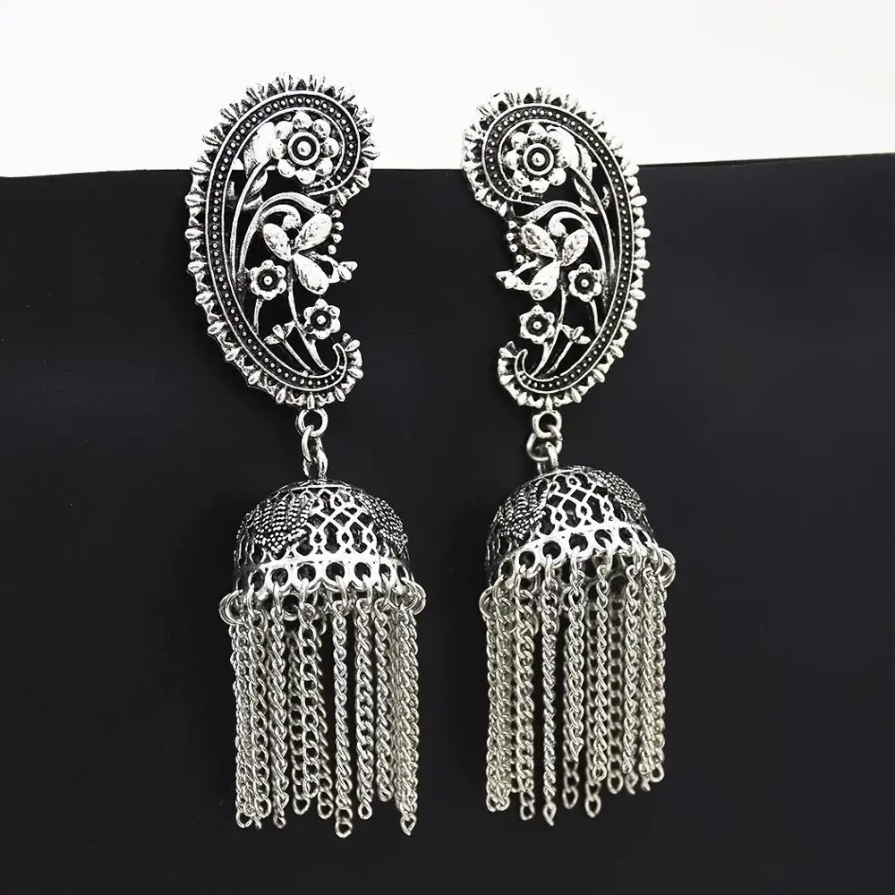Индийские Jhumka свадебные серьги с полым цветком в древнем азиатском стиле