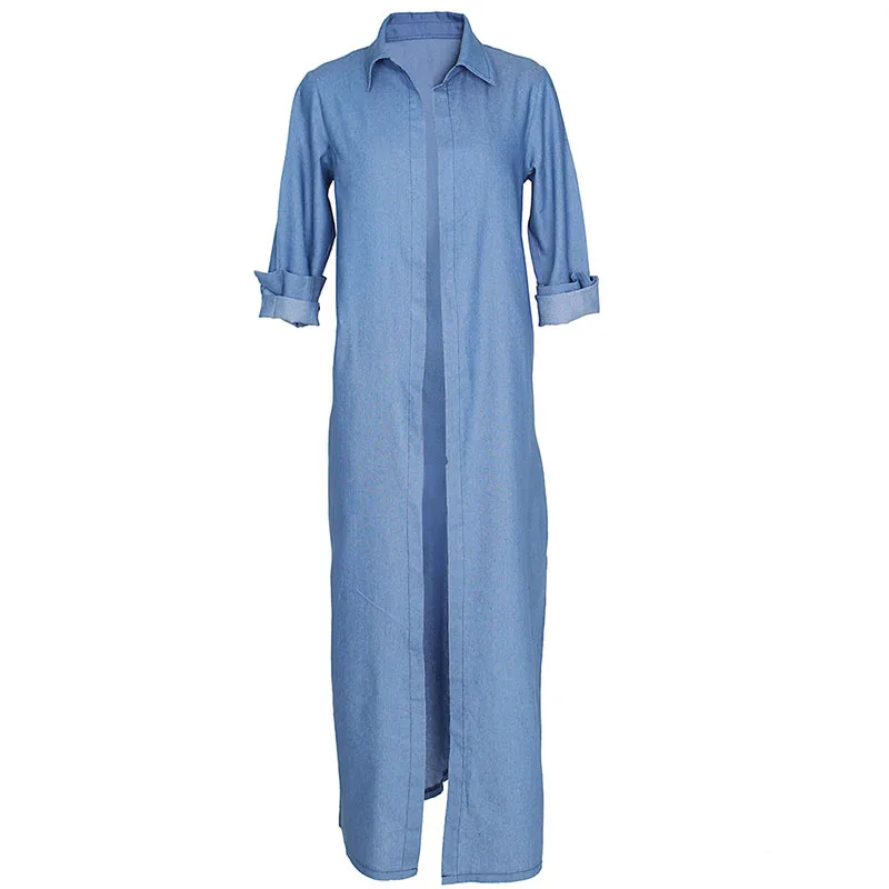 Тренчкот Европейская и американская мода женская джинсовая ветровка с длинным