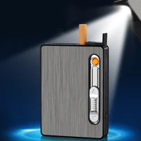 10 pcs cigarette case new lighter cigar box usb lighter holder windproof gas lighter refillable fire butane jet hole