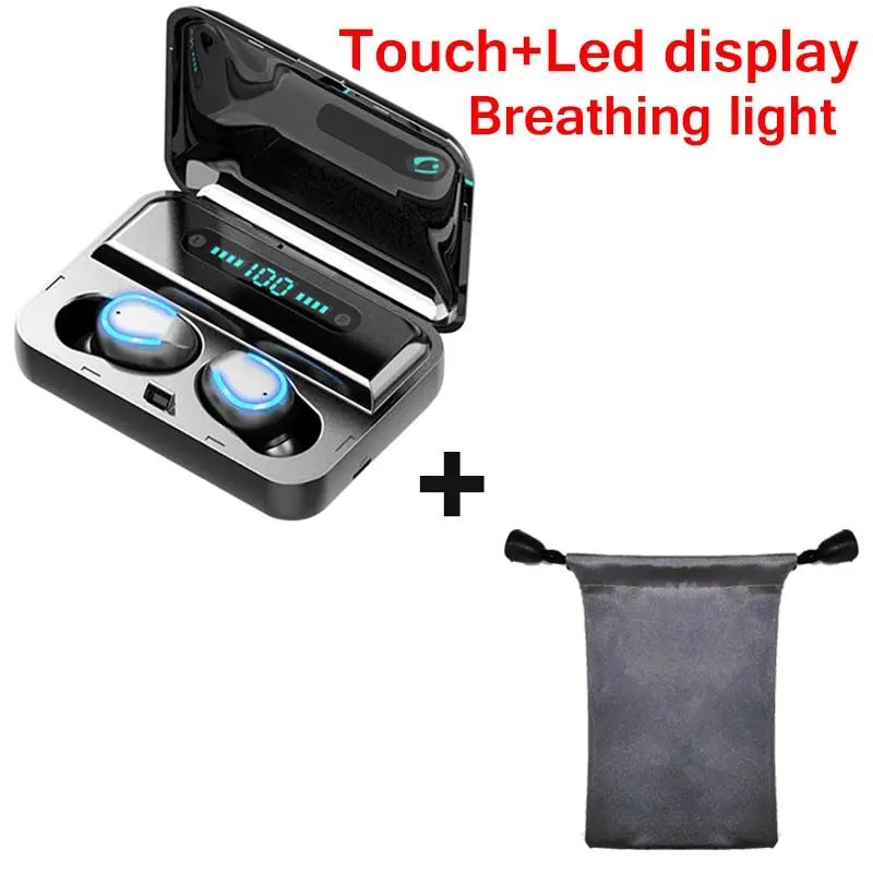 breath light add bag TWS светодиодный дисплей мини беспроводной стерео Bluetooth 5,0 наушники водонепроницаемый зарядный мини невидимая кнопка - Цвет: breath light add bag
