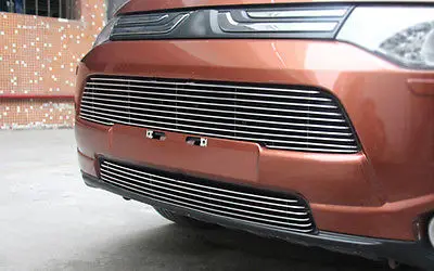 2* Front Center Grill Grid Grille Cover Trim For Mitsubishi Outlander 2013 2014 | Chromium Styling