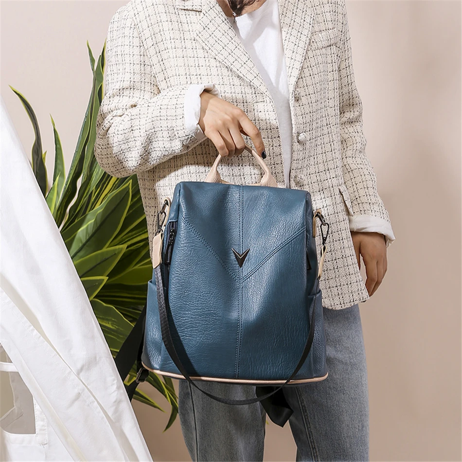 Backpack for women brand 2019 new fashion trend wild quality lady soft leather large capacity travel casual anti-theft backpack |