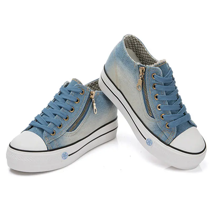 SKY blue Модные кроссовки на платформе; Женская Повседневная парусиновая обувь; tenis feminino; женский Вулканизация; кроссовки на шнуровке; zapatos mujer; - Цвет: SKY blue