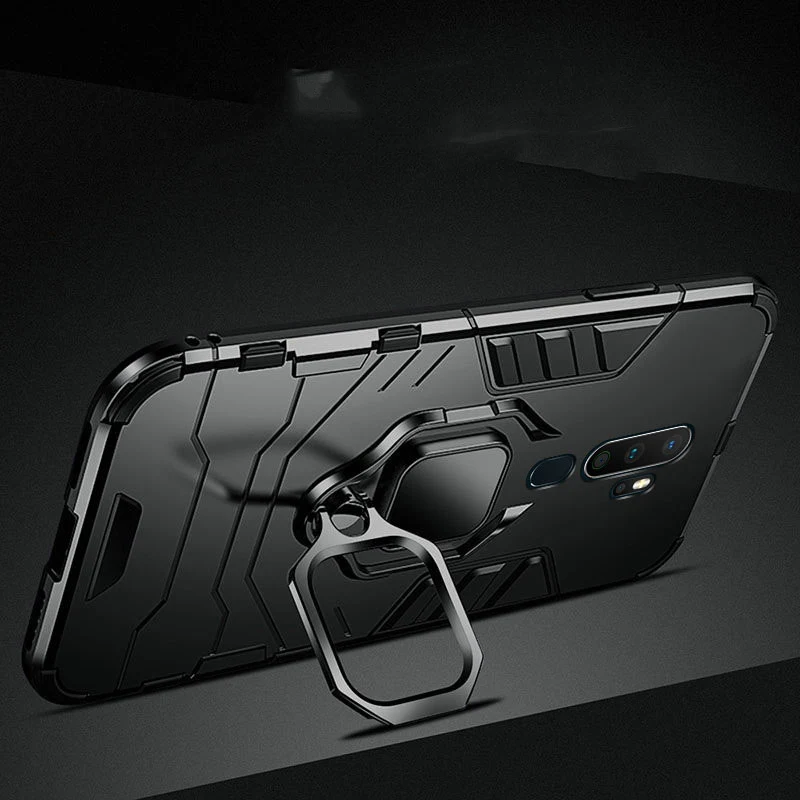 KEYSION Shockproof Armor Case For OPPO A9 2020 A11X Stand Holder Car Ring  Silicone Phone Back Cover for OPPO A5 2020 A9 2020