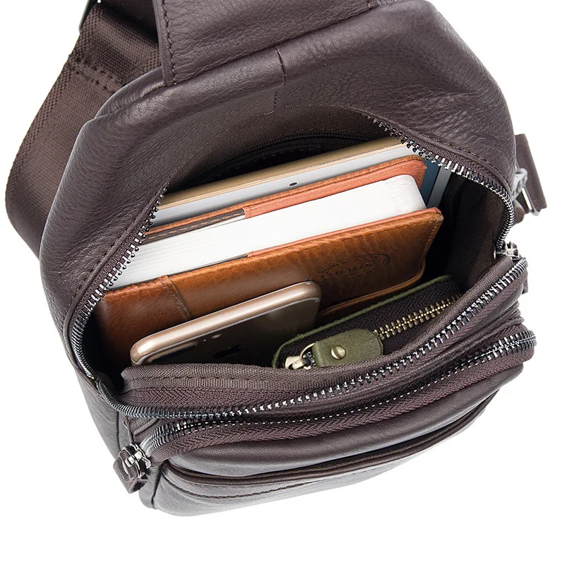 

J.M.D Men's Trend Korean Version of The Real Leather Chest Bag Casual Shoulder Messenger Bag Handbag
