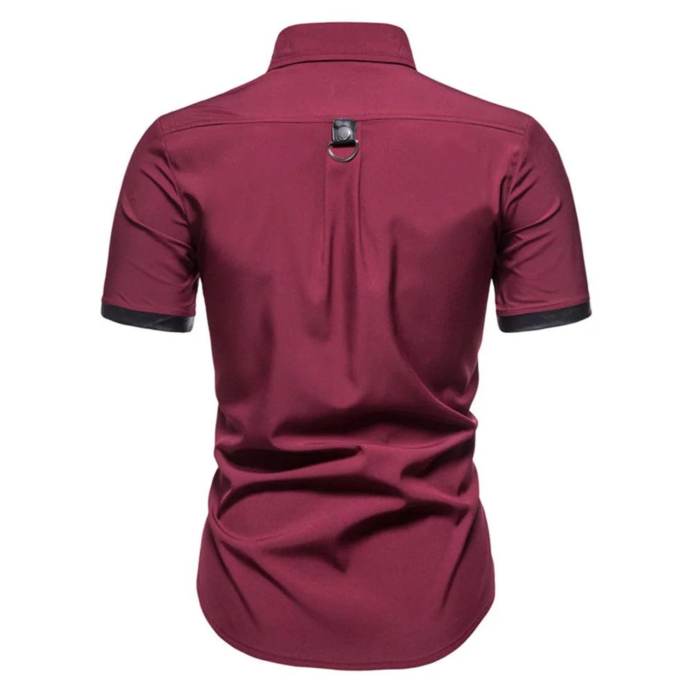 

Summer 2021 Punk High Street Fashion New Men's Gothic Rivet Solid Color Summer Shirt Loose Casual Lapel Single-breasted