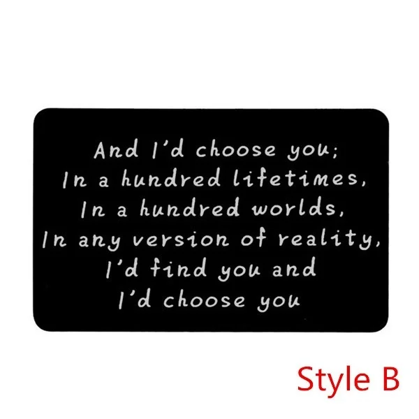 B New Year Love Note Boyfriend Gifts Engraved Wallet Cards Inserts Anniversary Gifts party favors Christmas Gifts for Husband Men - Цвет: B