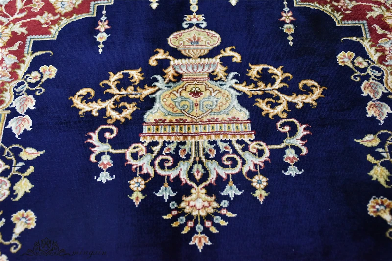 2 5 'x 4' синяя ваза с цветами шелковый ковер ручной работы узлом турецкий