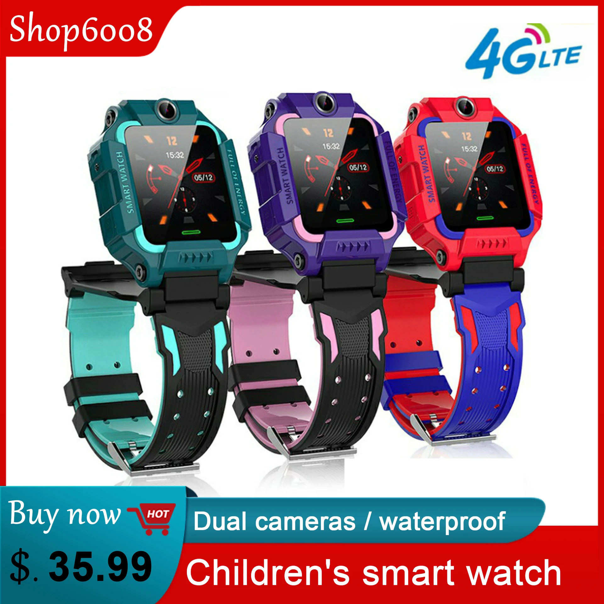 

New Kids Smart Watch Waterproof 4G Full Netcom GPS Positioning WiFi SOS Dual Cameras Child Mobile Phone Voice Chat Smartwatch