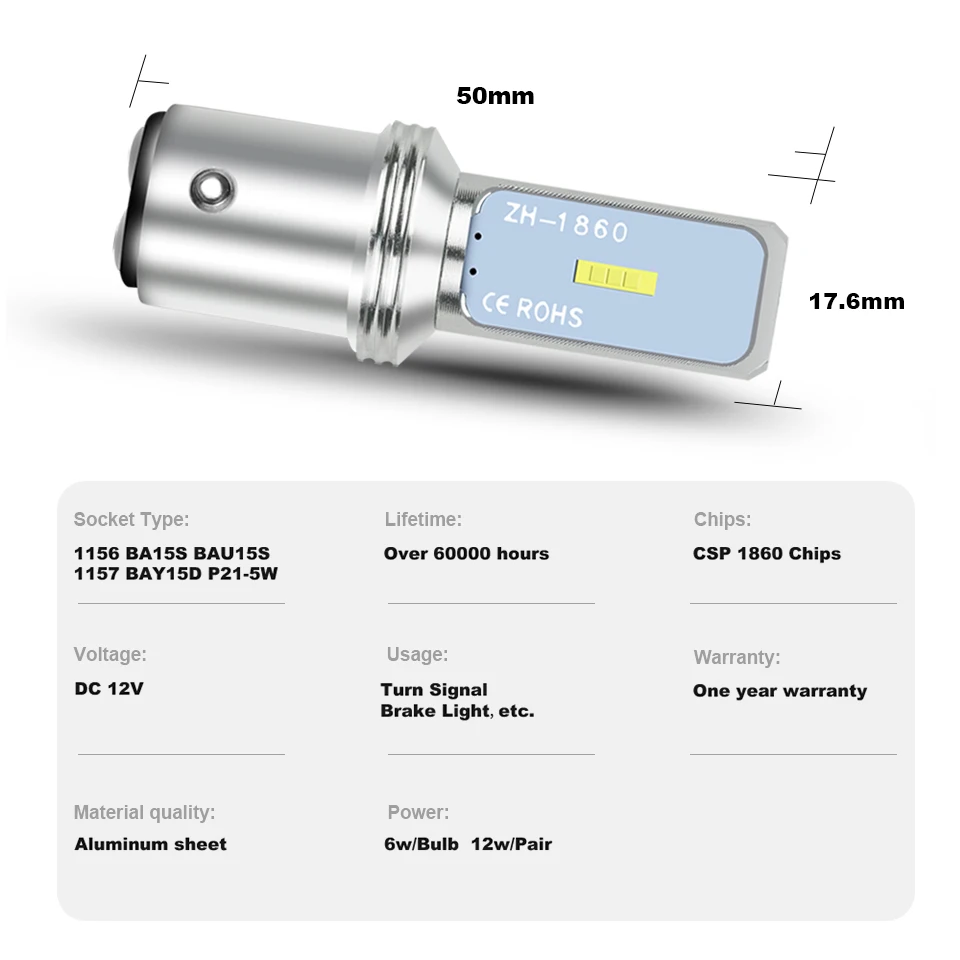 ANMINGPU 2x P21W Led BA15S 1156 лампа BAU15S PY21W CSP 1860SMD 1157 P21/5W BAY15D сигнальная поворотный сигнал