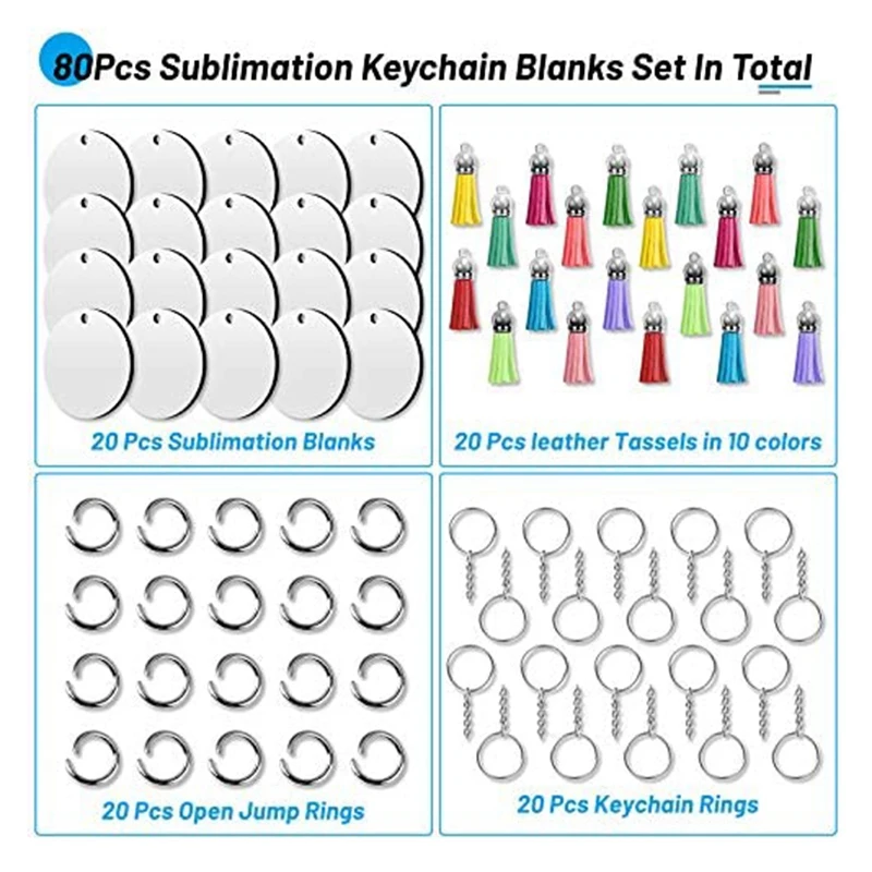 

Hot-Sublimation Keychain Blanks, Heat Transfer Double-Side Sublimation Blanks, Key Chains for TRENDY DIY Craft Ornament Making