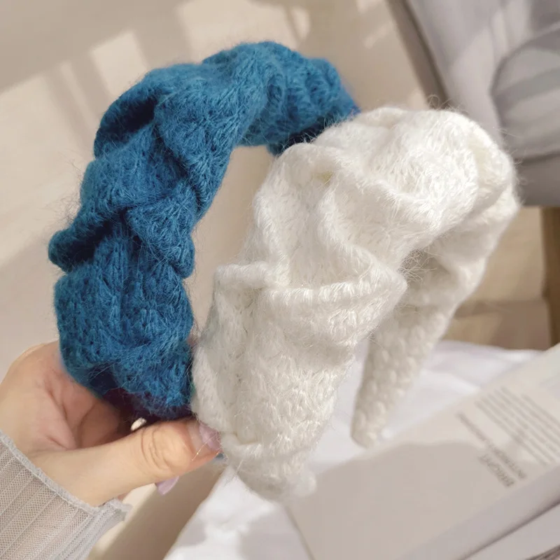 Повязка на голову женская плиссированная модный вязаный головной убор с