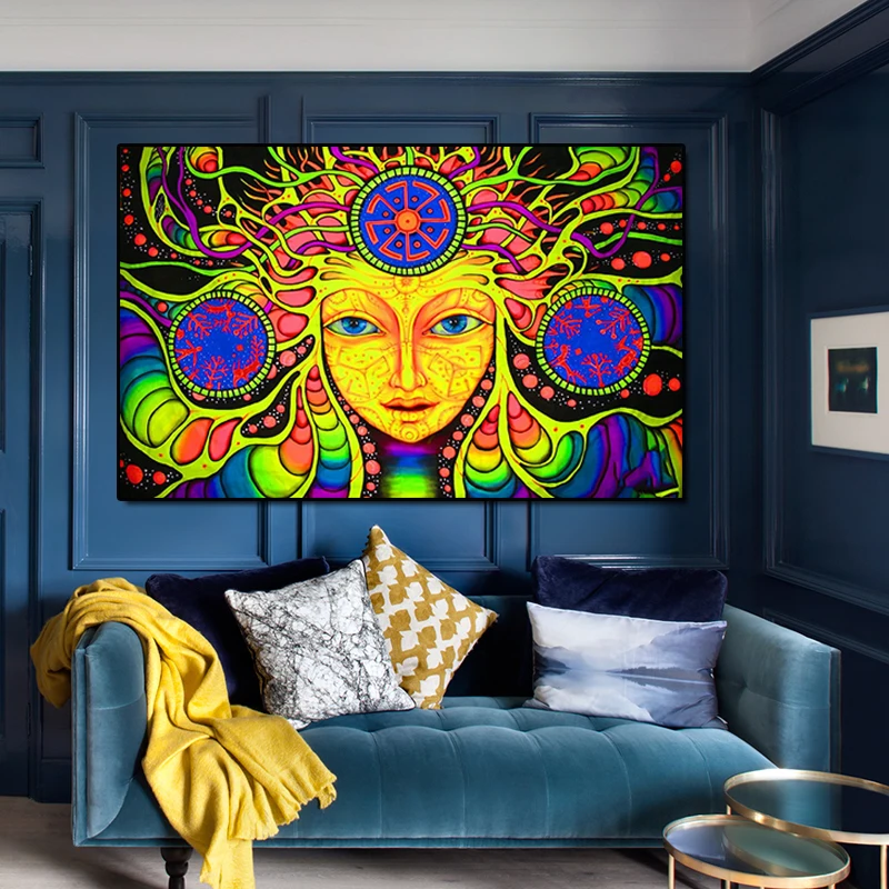 Картина на холсте Абстрактная цветная буддистская Дева настенная живопись