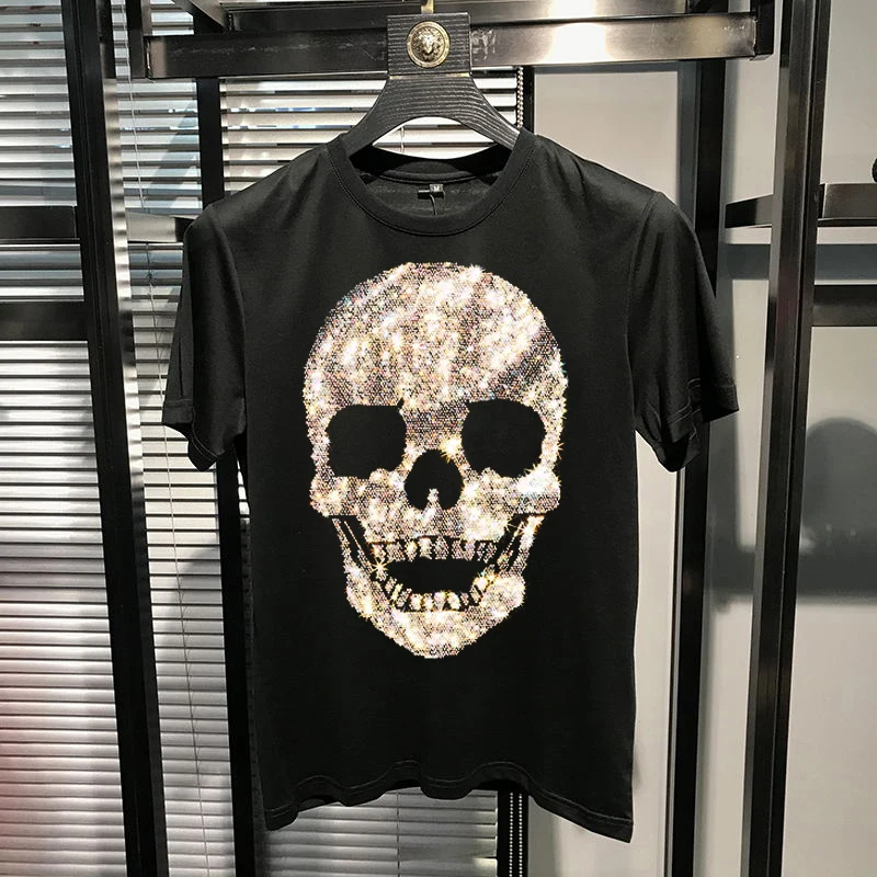 luxury brand self cultivation youth design summer mens t shirt skull o neck short sleeve top hot diamond personality free global shipping
