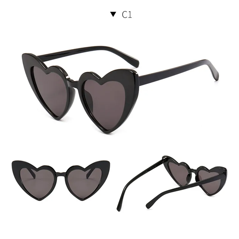 Brand Designer Vintage Sunglass Fashion Love Heart Effect Eyeglasses Women Cute Sexy Retro Cat Eye Cheap Sun Glasses Red Female |