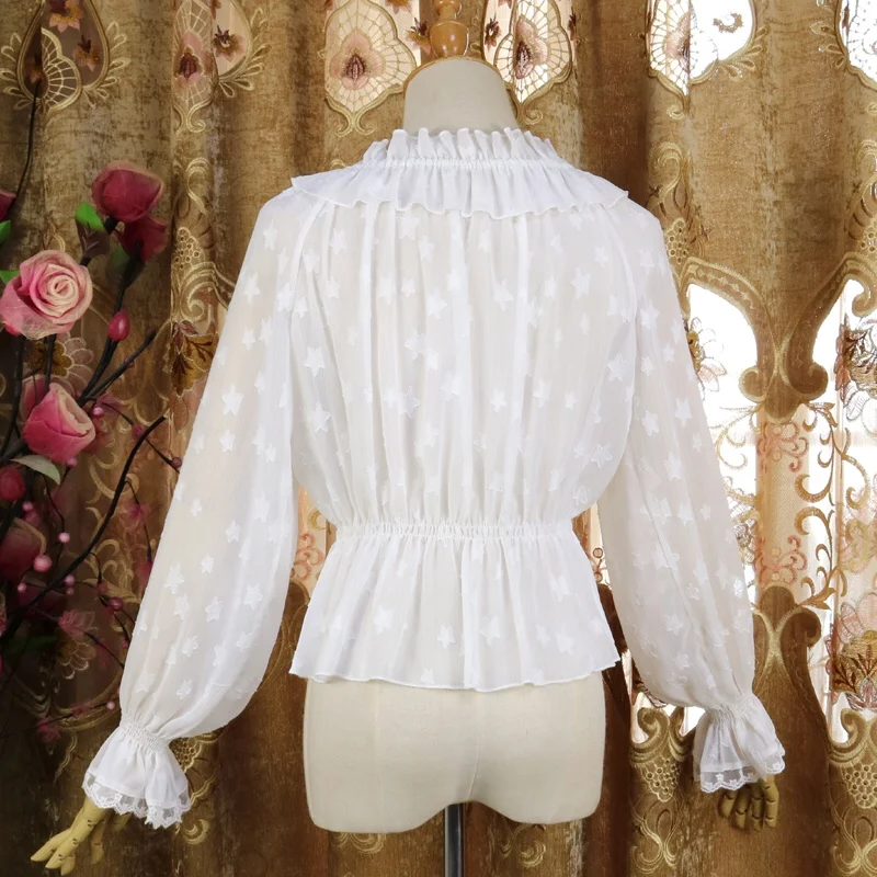 

Lolita long sleeve lace chiffon bottoming shirt fresh sweet lolita top kawaii girl victorian shirt loose gothic lolita shirt