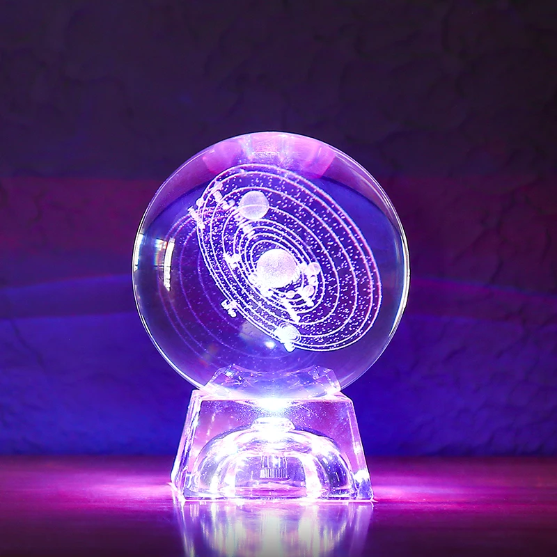 

Solar System Miniatures Figurines 3D Planets Model Sphere Feng Shui Crystal Ball Desk Decoration Home Decor Gift for Holiday