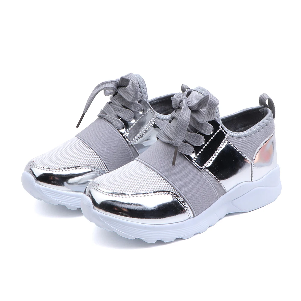 Детские кроссовки модные легкие дышащие Спортивные с блестками детские