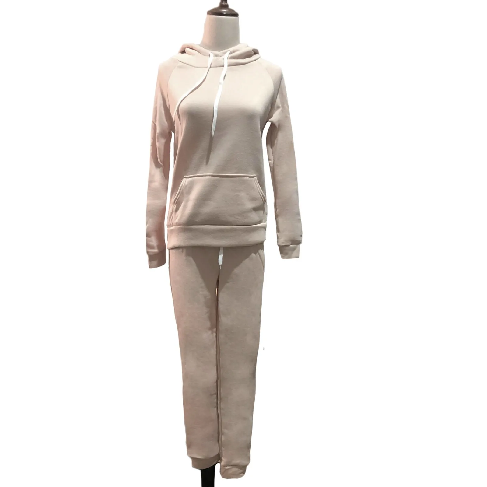 

Casual Solid 2 Piece Set Women Fashion Long Sleeve Pullover Sweatshirt Elastic Waist Full Length Straight Pants Set Sport Set