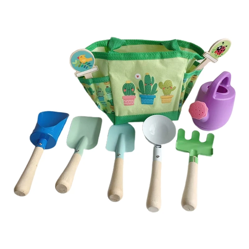 

8pcs Wood Metal Beach Toy Shovel Spoon Rake For Boys Girls Play Sand Outdoor Yard Toy