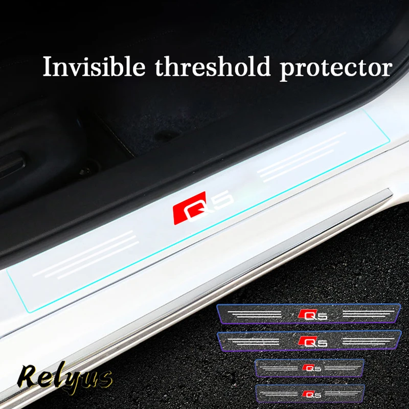 

4Pcs Car Threshold Cover Door Sill Protector Stickers Transparent Paint Protection Film For Audi Q5 FYB Quattro Accessories