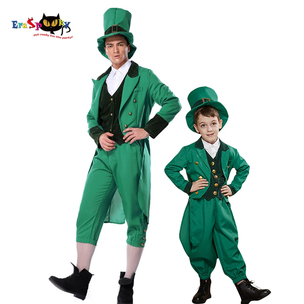 Eraspooky Plus Green Clover Ireland, костюм на День Святого Патрика, карнавальный костюм для взрослых, Leprechaun, маскарадный костюм для всей семьи, шапка