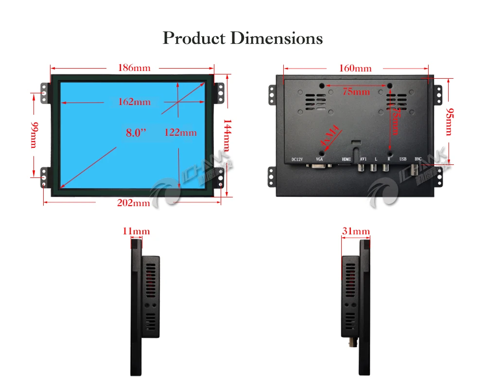 ZK080TC-LR2/8 дюймов 1024x768 HD VGA HDMI металлическая открытая Встроенная рамка промышленное медицинское оборудование сенсорный монитор ЖК-экран
