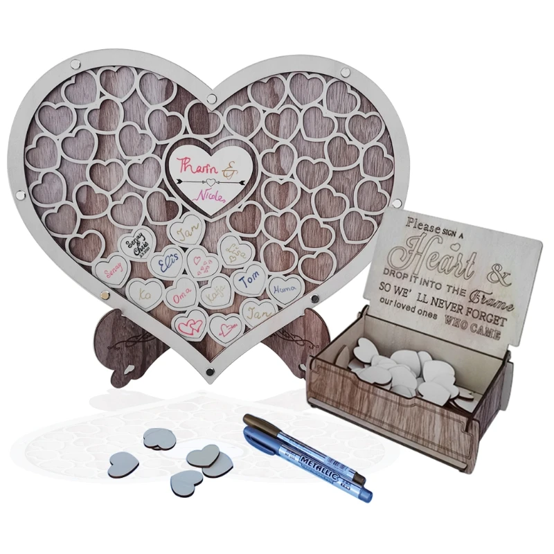 Деревянная индивидуализированная рамка для гостевой свадебной книги