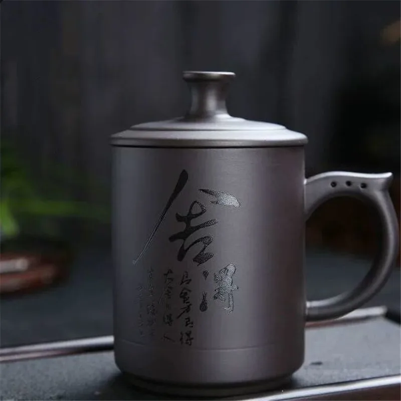 

Чайная чашка из пурпурной глины, офисные чайные кружки в китайском стиле, чашка для завтрака, обеденная кружка для молока, чая для дома, кухн...