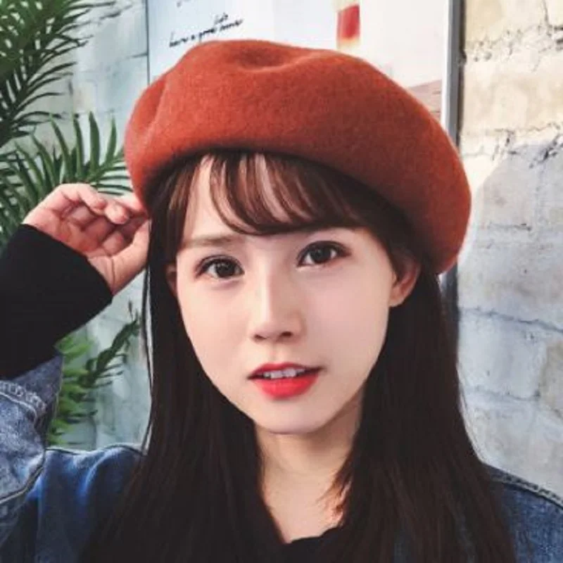 

Winter Autumn Warm Cashmere Cap Beret Artist Fashion Casual Solid Color Women Soft Easy Matching Outdoor Pumpkin Hat