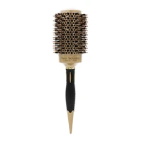 new handle gold hair round ceramic brush 4 sizes boar bristle hairdressing thermal brush for hair curling aluminum barrel comb