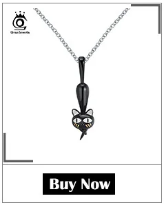 ORSA JEWELS, оригинальные женские ожерелья с черным котом и хвостом, подвески из натуральной 925 пробы, серебряные подвески, ювелирные изделия ASN101