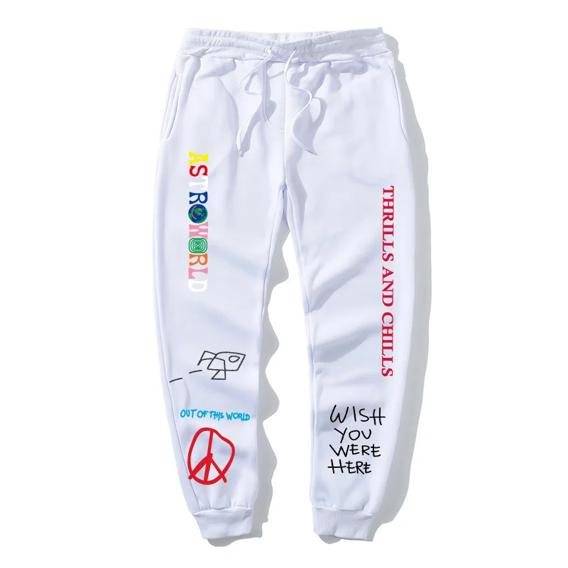 

Travis Scott ASTROWORLD Sweat Pant Letter Joggers men woman High Men Black Casual Trouser Hip Hop Funny Sweatpants Trousers