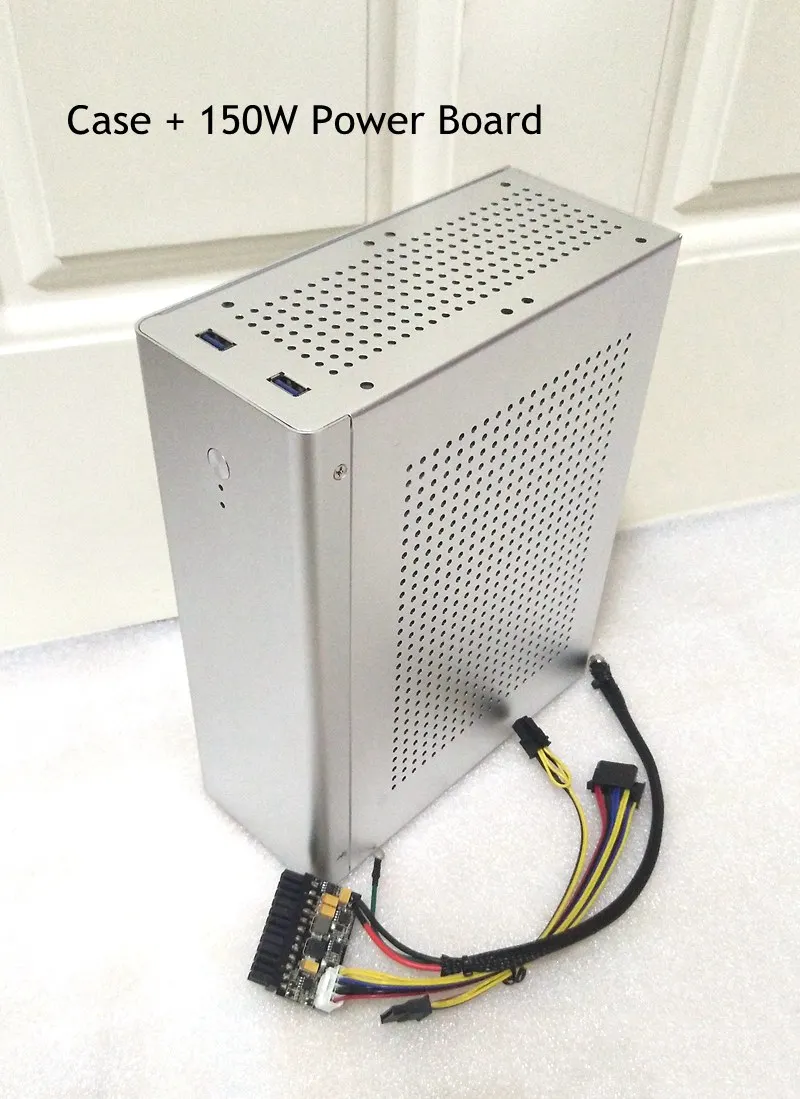 Silver Чехол для компьютера Tower PC Gamer Mini ITX безопасный шкаф HTPC Чехол настольный игровой алюминиевый тонкий корпус поддерживает GPU нож карты - Цвет: Silver