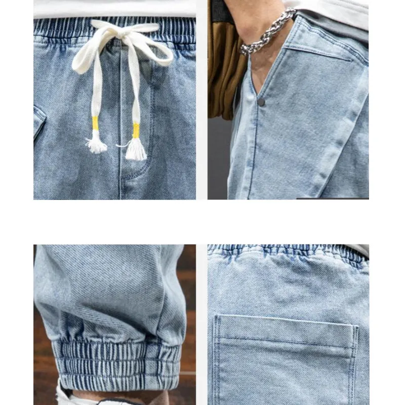 

2021 Brand clothing Spring Summer Ankle-Length Baggy thin Jeans Men Streetwear Jogger Jeans Denim Harem Pants Plus Size 7XL 8XL