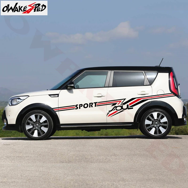 Наклейки для автомобиля s Sport Stripes Стайлинг Авто обе стороны двери Декор наклейки виниловые аксессуары для тела наклейка для KIA Soul