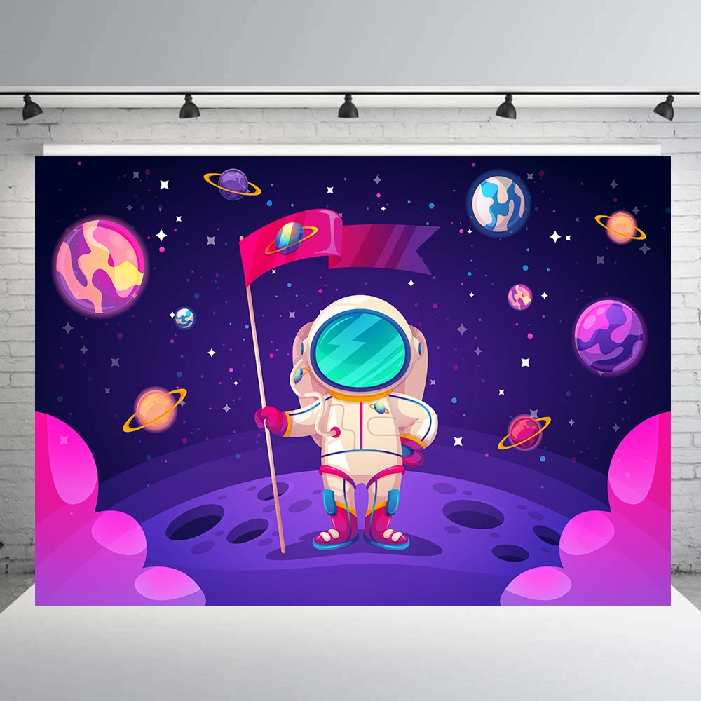 

BEIPOTO Space Astronaut theme birthday party banner photography backdrop dessert table boy background photo studio props TT-23