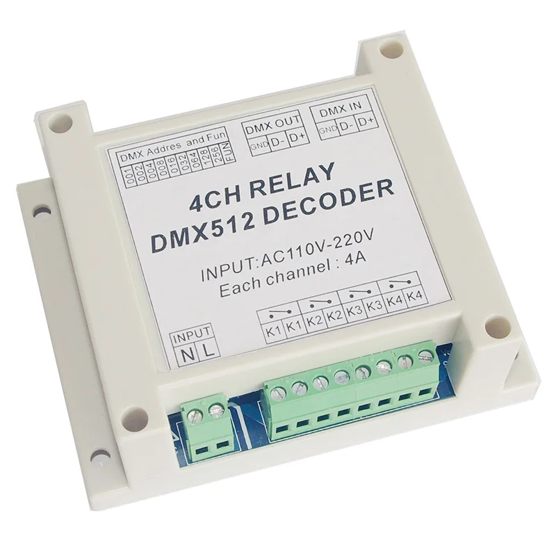 Оптовая продажа 4CH контроллер декодер AC110 220V DMX реле 4 канала dmx512 3P диммер