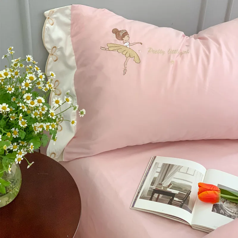 2020 милый набор пододеяльников с вышивкой Королевский размер Египетский хлопок