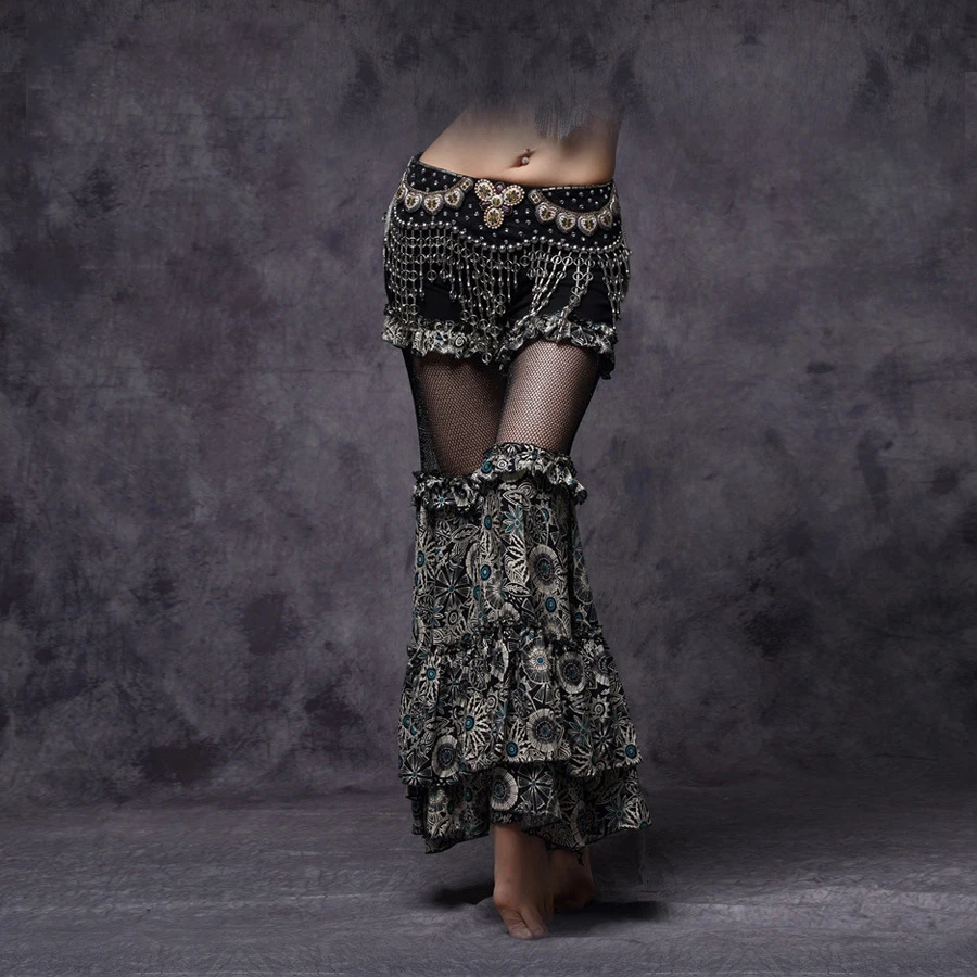 Брюки женские для танца живота цыганские расширяющиеся книзу штаны с завышенной