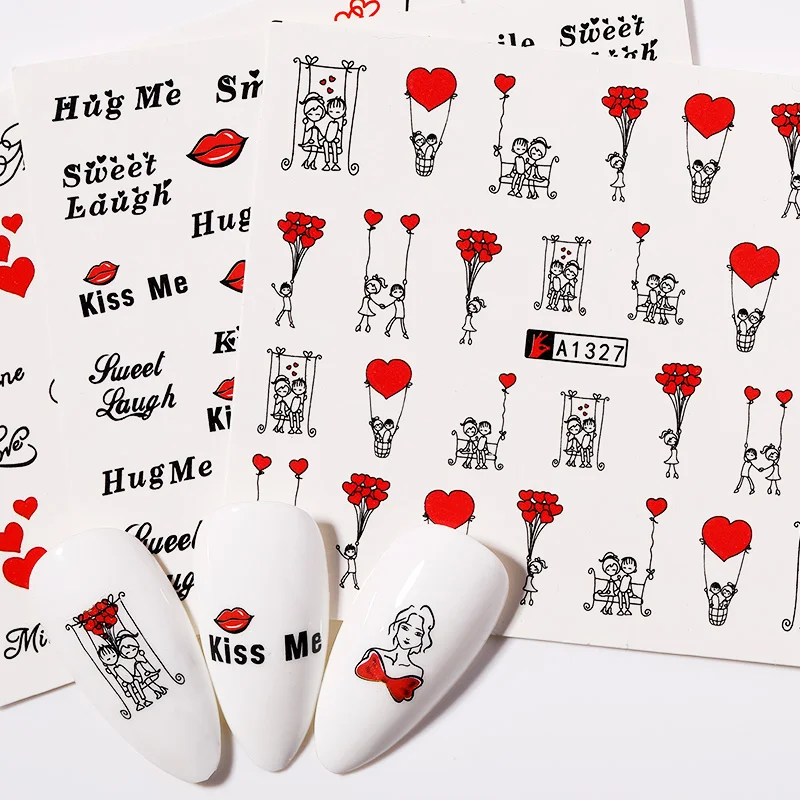 16 шт./упак. наклейки для ногтей воды на День святого Валентина переводные с
